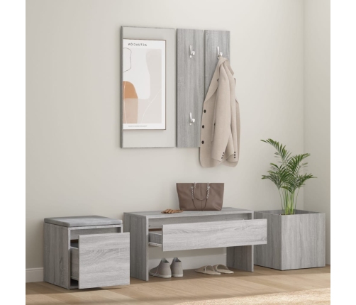 Set de muebles de recibidor madera contrachapada gris Sonoma