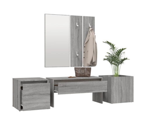 Set de muebles de recibidor madera contrachapada gris Sonoma