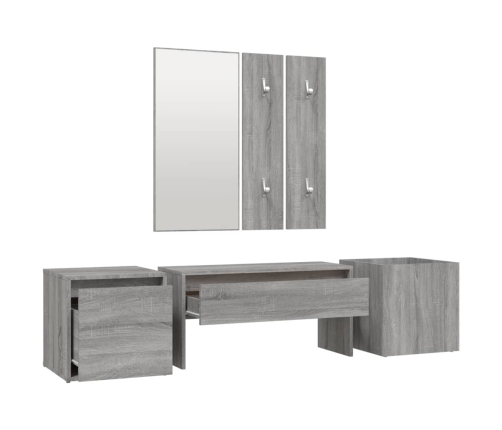 Set de muebles de recibidor madera contrachapada gris Sonoma