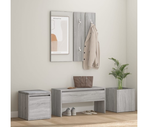 Set de muebles de recibidor madera contrachapada gris Sonoma