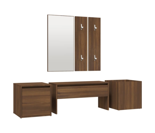 Set de muebles de recibidor madera contrachapada roble marrón