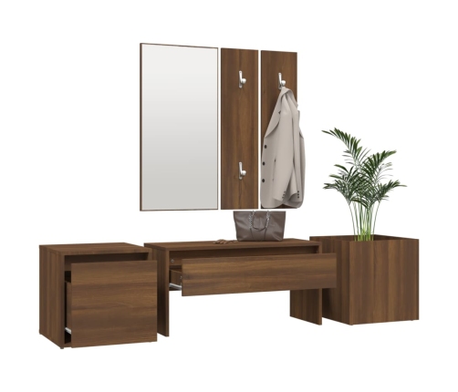 Set de muebles de recibidor madera contrachapada roble marrón