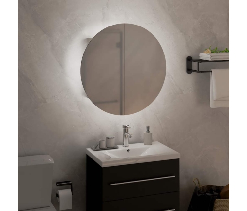 Armario de baño con espejo redondo y LED blanco 40x40x17,5 cm