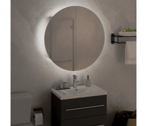 Armario de baño con espejo redondo y LED blanco 47x47x17,5 cm