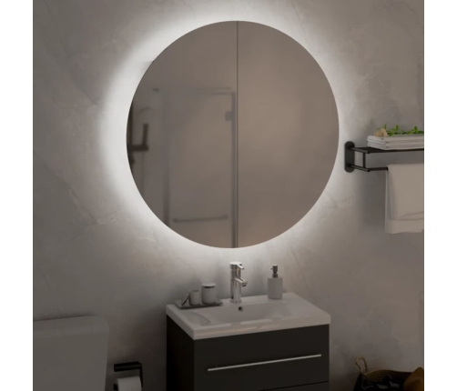 Armario de baño con espejo redondo y LED blanco 54x54x17,5 cm