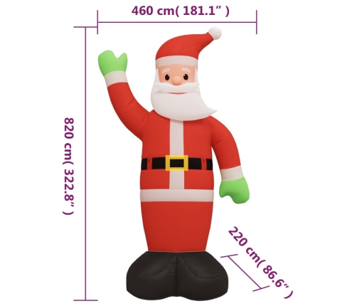 Papá Noel inflable de Navidad con LED 820 cm