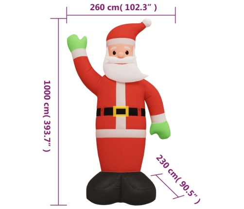 Papá Noel inflable de Navidad con LED 1000 cm