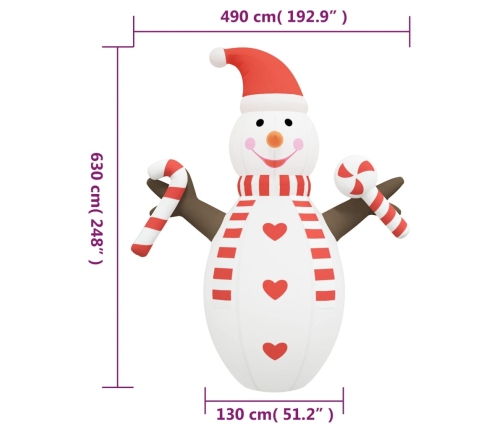 Muñeco de nieve inflable de Navidad con LED 630 cm