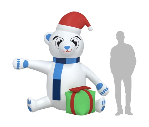 Osito de peluche inflable de Navidad LED 180 cm