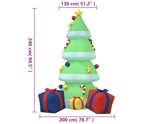 Árbol de Navidad hinchable con LED 240 cm