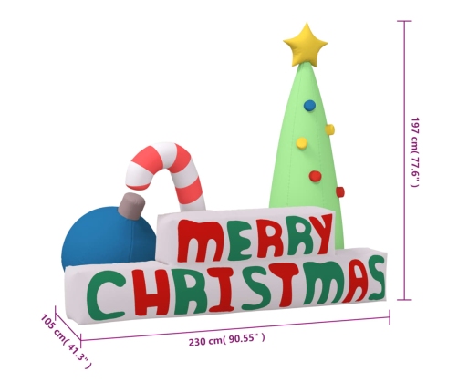 Decoración inflable Merry Christmas con LED 197 cm