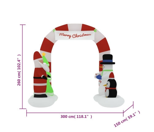 Puerta de arco inflable de Navidad con LED 260 cm