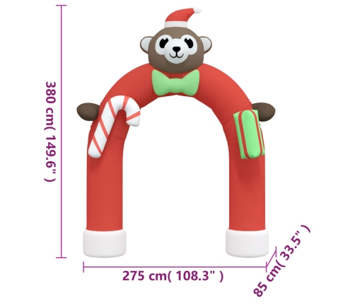 Puerta de arco inflable de Navidad con LED 380 cm