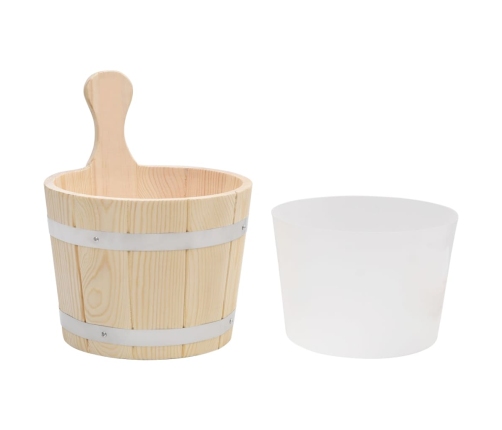 Set de cubeta y cucharón para sauna madera maciza de pino