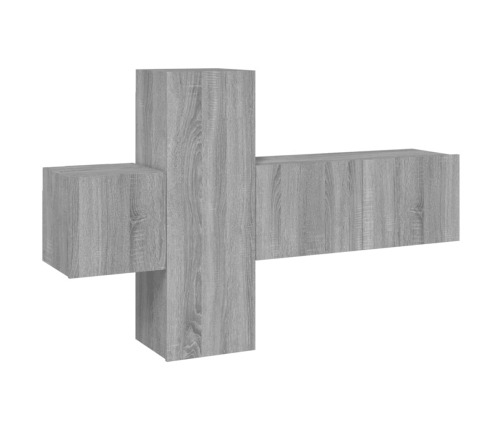 Set de muebles para TV 3 pzas madera contrachapada gris Sonoma