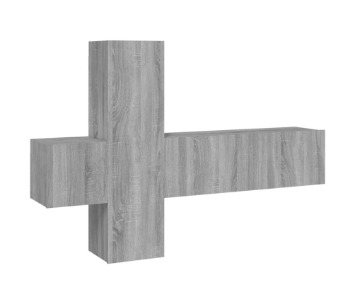 Set de muebles para TV 3 pzas madera contrachapada gris Sonoma