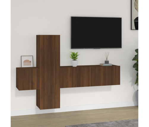 Set de muebles para TV 3 pzas madera contrachapada roble marrón