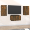 Set de muebles de TV 3 pzas madera contrachapada roble ahumado