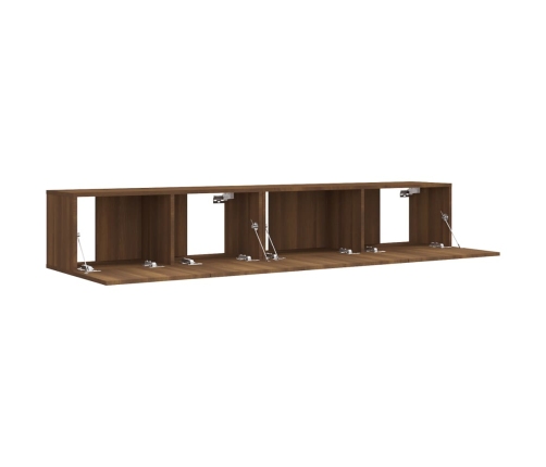 Set de muebles para TV 2 pzas madera contrachapada roble marrón