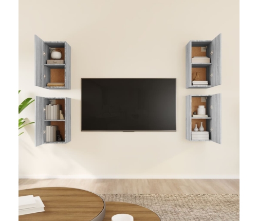 Muebles TV 4 uds madera contrachapada gris Sonoma 30,5x30x60 cm