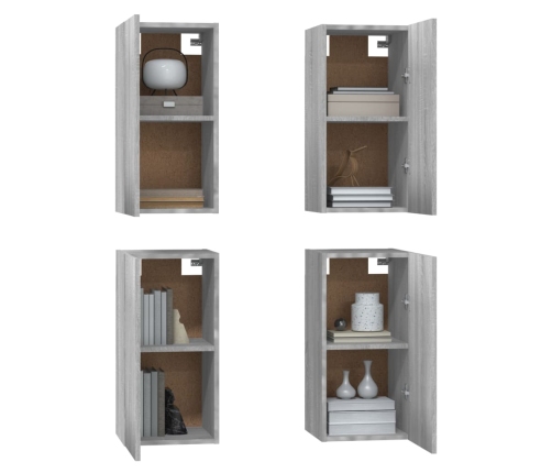 Muebles TV 4 uds madera contrachapada gris Sonoma 30,5x30x60 cm