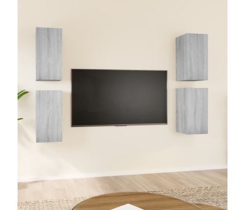 Muebles TV 4 uds madera contrachapada gris Sonoma 30,5x30x60 cm