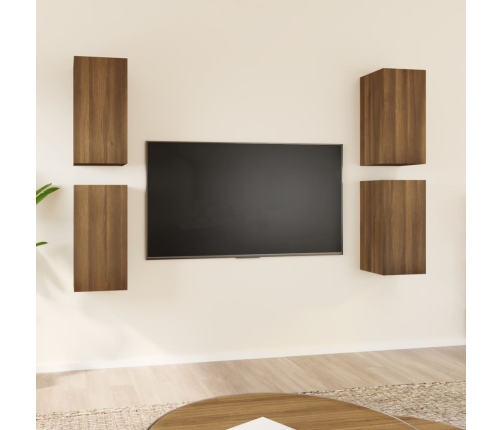 vidaXL Muebles TV 4 uds madera contrachapada marrón roble 30,5x30x60cm