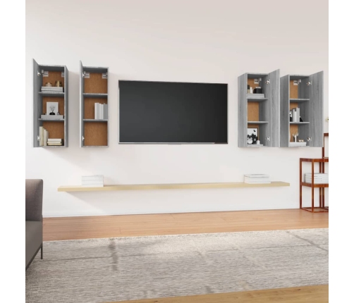 Muebles TV 4 uds madera contrachapada gris Sonoma 30,5x30x90 cm