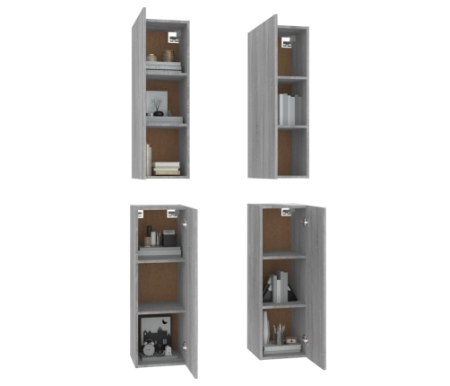 Muebles TV 4 uds madera contrachapada gris Sonoma 30,5x30x90 cm