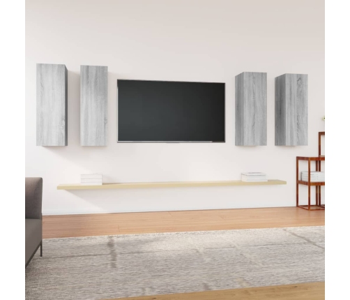 Muebles TV 4 uds madera contrachapada gris Sonoma 30,5x30x90 cm