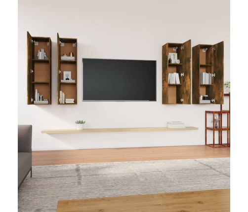 Muebles de TV 4 uds madera contrachapada ahumado 30,5x30x110cm