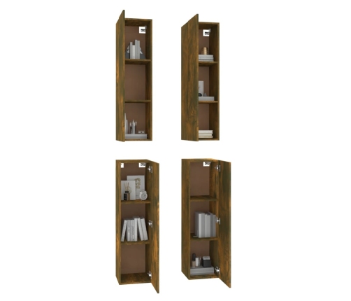 Muebles de TV 4 uds madera contrachapada ahumado 30,5x30x110cm