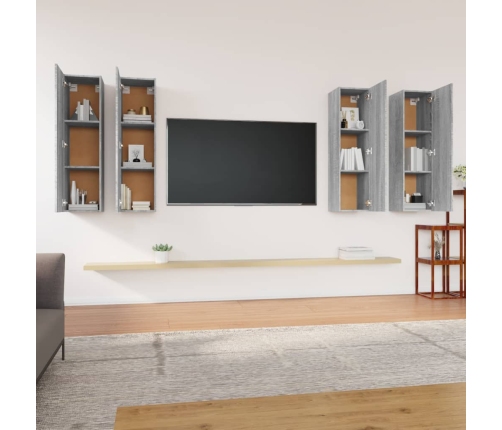 Muebles TV 4 uds madera contrachapada gris Sonoma 30,5x30x110cm