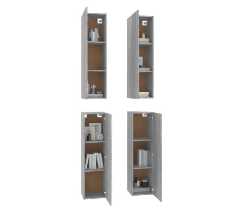 Muebles TV 4 uds madera contrachapada gris Sonoma 30,5x30x110cm