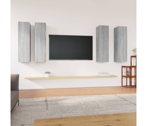 Muebles TV 4 uds madera contrachapada gris Sonoma 30,5x30x110cm