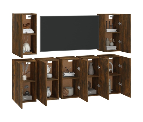 Muebles para TV 7 uds contrachapado roble ahumado 30,5x30x60 cm