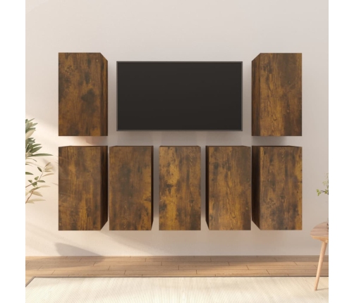 Muebles para TV 7 uds contrachapado roble ahumado 30,5x30x60 cm