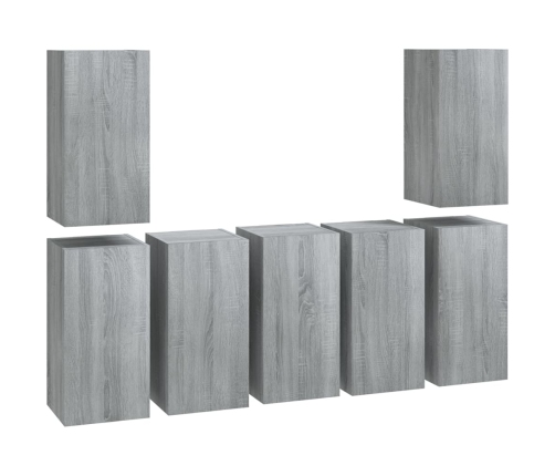 vidaXL Muebles para TV 7 uds contrachapado gris Sonoma 30,5x30x60 cm