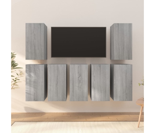 vidaXL Muebles para TV 7 uds contrachapado gris Sonoma 30,5x30x60 cm