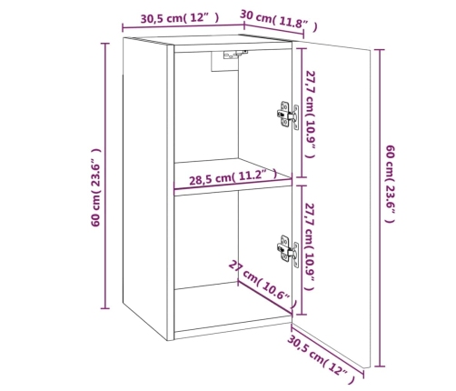 vidaXL Muebles para TV 7 uds contrachapado roble marrón 30,5x30x60 cm