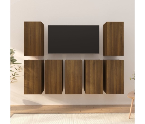 vidaXL Muebles para TV 7 uds contrachapado roble marrón 30,5x30x60 cm