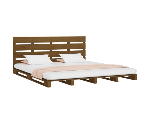 Estructura de cama madera maciza de pino marrón miel 150x200 cm