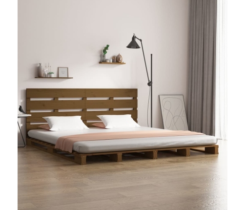 Estructura de cama madera maciza de pino marrón miel 150x200 cm