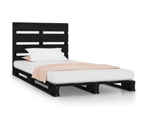 vidaXL Estructura de cama madera maciza pino negro 75x190 cm