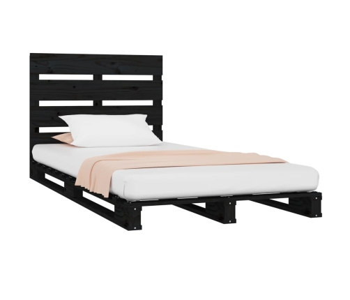 vidaXL Estructura de cama madera maciza pino negro 75x190 cm