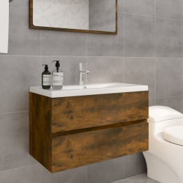 Mueble de baño con lavabo madera contrachapada roble ahumado