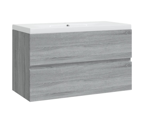 Mueble de baño con lavabo madera contrachapada gris Sonoma