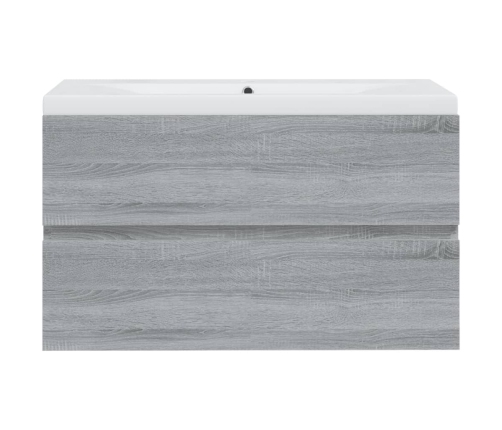 Mueble de baño con lavabo madera contrachapada gris Sonoma