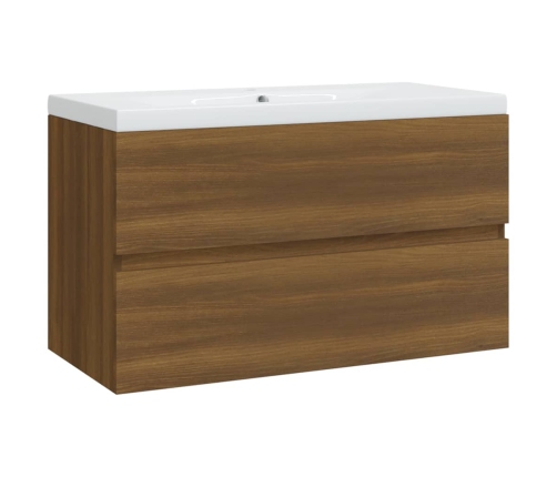 Mueble de baño con lavabo madera contrachapada marrón roble