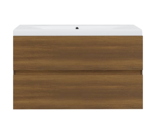 Mueble de baño con lavabo madera contrachapada marrón roble